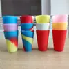 Copo de silicone de 16oz mais vendido na Amazon para viagem ao ar livre, portátil, dobrável, resistente a quedas, copo para bebida, cor mista, atacado