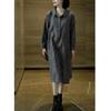 23619 gran amor belleza Yiyuan 2023 otoño nuevo vestido de mujer de longitud media con solapa a rayas y cuello alto suelto