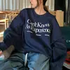 Suéter informal holgado con forro polar para mujer, abrigo de otoño e invierno, cuello redondo antiguo, camisa de manga larga, top de comercio exterior, ropa de mujer de Corea del Sur