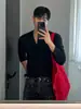 Camiseta de manga larga con cuello Henley acanalado MYQ, camiseta interior texturizada de corte ajustado para hombre para otoño, ropa casual estilo coreano