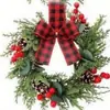 Guirlanda de Pinhas Artificiais e Frutas Vermelhas com Laço de Natal Transfronteiriça Decoração de Parede Porta Festa Vitrine