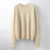 Suéter Pulóver de Lana Cepillada Cuello Redondo Sin Costuras Otoño e Invierno Primera Línea Listo para Usar Básico Versátil Holgado Camiseta de Base de Lana para Mujer