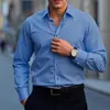 Camisa Social Masculina Musculosa, Camisa de Trabalho Profissional Sem Ferro, Camisa Casual de Manga Longa Antirrugas para Primavera e Outono