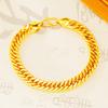 Pulsera de lujo imitación oro 24k con doble hebilla para jefe, accesorios de joyería vintage dorados para hombres y mujeres