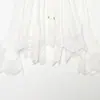 Venta al por mayor de ropa para mujer transfronteriza: Nuevo diseño bordado de encaje para principios de otoño, top de manga acampanada moderno y versátil