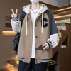Chaqueta de Béisbol para Adolescentes Hombres Primavera y Otoño Holgada Casual Tendencia Elegante Sudadera Gruesa con Capucha para Niños