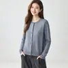 ¡Sencillo y elegante! Cárdigan de cuello redondo de cachemira chaleco para mujer suéter de punto abrigo temperamento versátil cárdigan de cachemira mujer