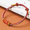 Cuerda Tejida a Mano de Dunhuang, Pulsera Roja del Año del Zodiaco para Mujer, Cuentas Doradas DIY, Cuerda de Mano Estilo Tíbet para Hombre
