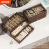 Nova Caixa de Joias Multicamadas, de Alto Padrão e Exquisita, com Padrão de Madeira de Nogueira, Grande Capacidade, Nova Caixa de Armazenamento de Joias no Atacado