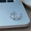 Anel de Cruz Inlaid Super Brilhante com Zircônia e Diamantes Totais Estilo Retrô Anel Aberto Empilhável Feminino Acessórios Populares Xiaohongshu