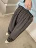 Pantalones de pierna ancha holgados con forro polar a cuadros vintage para mujer, invierno, nuevos, casuales, cortos, de lana, rectos, casuales, transfronterizos