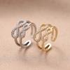 Moda Europeia e Americana Transfronteiriça Nova Joia Anel Vazado de Zircônia Micro-cravada Nicho Feminino de Alto Nível Luxo Leve Anel de Ouro