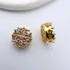 Cobre Chapado en Oro Zirconia de Alta Retención de Color Espaciadores Redondos Pequeños Multitaladro Materiales para Accesorios de Pulsera y Collar Hechos a Mano DIY