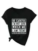 ¡Cuidado, NO soy un sitio independiente de Amazon Ebay de Moda Personalidad Camiseta de Manga Corta con Cuello en V para Mujer Comercio Exterior