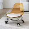 Taburete de Acrílico con Ruedas Giratorias Silenciosas, Silla Pequeña para Uso en Casa, Taburete Bajo, Silla Móvil con Respaldo, Silla Giratoria