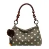 Bolsa de Veludo Suede com Bolinhas Feminina 2026 Novo Estilo Bolsa de Ombro Moda Elegante Nicho Bolsa de Ombro Único Estilo Coreano Bolsa para o Dia a Dia