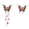 Plata 925 Diseño de Lujo Ligero Estilo Dulce Cool Nicho Combinable Aretes de Moda Mariposa Líquida Aretes Asimétricos con Borlas