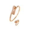 Pulsera popular europea y americana galvanizada de oro real de 18 quilates con platino real, traje de preservación de color, anillo de pulsera abierto de circón de alto temperamento.
