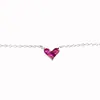 Collar Pequeño de Plata para el Hogar "Corazón Misterioso" Rubí Corazón de Melocotón Forma de Corazón Cadena para la Clavícula Plata de Ley s925 Accesorios Simples