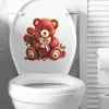 Día de San Valentín Oso Romántico Rosa Pegatina para Baño Inodoro Decoración del Hogar Pegatina de Pared Venta al por Mayor Autoadhesivo