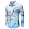 Camisa impresa de manga larga para hombre transfronteriza de Amazon, camisa casual con cuello estampado, top para hombre