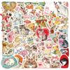 50 serie de clip art de animales retro de dibujos animados pegatinas originales decorativas para teléfono móvil, cuaderno, impermeables, pegatinas que no infringen