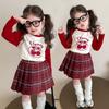 Conjunto de Otoño para Niña 2025 Nueva Moda Elegante Falda Infantil Primavera y Otoño Niña Bebé Estilo Callejero Coreano Conjunto de Dos Piezas