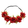 Ebay novo europeu e americano artificial flor rosa cabelo banda boêmio feriado acessórios para o cabelo guirlanda guirlanda cocar