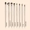 Set de Pinceles de Maquillaje Dorados de 13 Piezas y 15 Piezas, Pincel para Sombras de Ojos, Pincel para Sombras de Nariz, Pincel Biselado en Forma de Hoz para Contorno, Set Portátil de Pinceles para Ojos