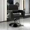 Silla giratoria con reposabrazos elevable de acero inoxidable para barbería, silla reclinable para estilismo y corte de cabello para salón de peluquería