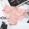 Abanico de Encaje de Princesa Sexy Borde de Encaje Transparente Ropa Interior de Niña de Cintura Baja Calzones de Encaje Plisado con Lazo para Mujer