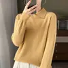 Suéter de Punto con Cuello de Muñeca Estilo Coreano para Mujer Otoño/Invierno 2023, Forro Polar Andy, Manga Larga, Jersey de Punto, Top de Color Sólido