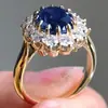 Anillo Nuevo de Diamante Zafiro, Moda Retro, Anillo Personalizado de Alta Gama, Anillo Versátil de Aleación de Zinc