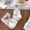 * Lindo gatito * Calcetines de media caña con lazo de encaje para mujer, calcetines apilados de dibujos animados lindos para la universidad de primavera y verano