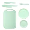 Venta al por mayor Spot Cuchillo de plástico de cocina para jardín de infantes Plato de frutas Cuchillo de frutas Cuchillo y tenedor para suplementos alimenticios Herramientas Juego de cuchillos para cortar verduras para bebés
