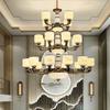 Lustre Grande para Vila, Luz de Hall de Entrada para Sala de Estar em Estilo Chinês Novo, Luz para Casa Rural Autoconstruída, Luz Grande de Vidro LED Vazada para Sótão