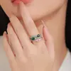 Anillo de Plata de Ley S925 Corazón Rosa Dulce Circonita Esmalte Femenino Colorido Geométrico Circonita Pegamento Anillo