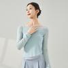 Ropa de Danza Moderna, Top Ajustado de Manga Larga con Inserciones de Malla, Ropa de Práctica de Danza Clásica China, Body Ajustado para Mujer