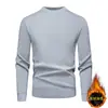 Tricô Masculino Transfronteiriço Novo com Forro de Lã Engrossado Quente Gola Meia-alta Casual Cor Sólida Slim Fit Suéter Base para Homens