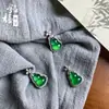 Calcedonia de Hielo de Alta Calidad Nuevo Estilo Chino Colgante Natural de Calabaza Transparente de Hielo Plata Verde Incrustada Jade Espuma de Agua Ágata Collar Retro para Clavícula