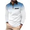 Comércio eletrônico transfronteiriço comércio exterior impressão 3D camisa polo masculina casual manga longa top confortável respirável corte reto POLO