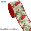Fabricante Pássaro Vermelho de Natal Pisco Fita com Borda de Arame Ramo de Frutas Estampa de Folhas Fita de Gorgurão Atacado Transfronteiriço