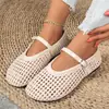 Sapatos de salto baixo vazados atacado, novos sapatos baixos de verão Mary Jane tamanho grande para mulheres, fivela plana respirável 2026 comércio exterior