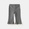 Calça Flare com Estrelas e Bolinhas para Bebês e Crianças Pequenas, com Babados Contrastantes em Camada Dupla, Disponível em Duas Cores, Calça de Corte Amplo para Bebês Meninas