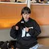 Sudadera de Calle Distintiva Sudadera con Capucha con Forro Polar Engrosada Sudadera Pastoral para Mujer Estampada Cool Estudiante Talla Grande