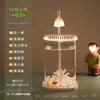 Pecera para Peces Betta, Tanque de Vidrio Pequeño Perezoso Ultra Transparente, Adorno de Escritorio Creativo para Sala de Estar, Luz Decorativa de Alta Gama