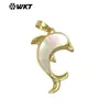 WT-JP512 Colgante Exquisito de Delfín Concha Blanca Natural Concha de Abulón Animal Lindo Chapado en Oro de 18k Accesorios Hechos a Mano
