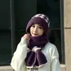 Gorro y Bufanda Todo en Uno para Mujer Estilo Coreano Invierno Cálido Colorido Tejido Protección para Orejas al Andar en Bicicleta Forro Polar Bufanda para el Cuello a Prueba de Frío Linda
