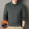 Camisa Polo Masculina de Manga Longa com Lã de Ovelha, Seda e Veludo para Homens 2025 Inverno Nova Camisa Básica Casual de Alta Qualidade para Homens