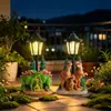 Artesanías de Resina de Familia de Dinosaurios Transfronterizas, Estatuas para Exteriores, Escultura de Jardín con Carga Solar, Luces Decorativas